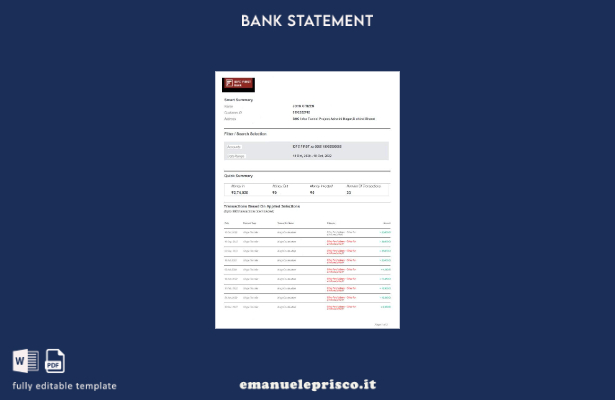 pagine di parole dell'estratto conto bancario IDFC India in stile verificato, mo